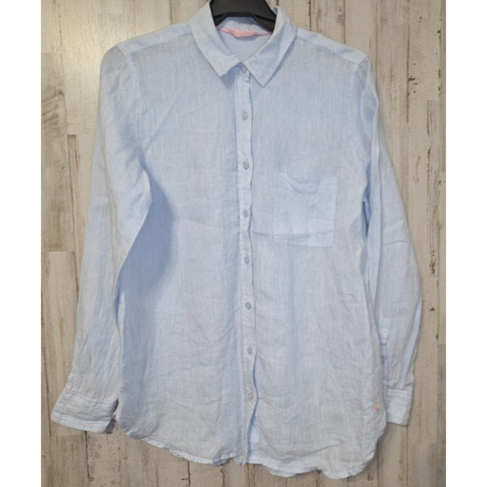 Joules size M Collared Top Button Shirt 100% Linen Long sleeve